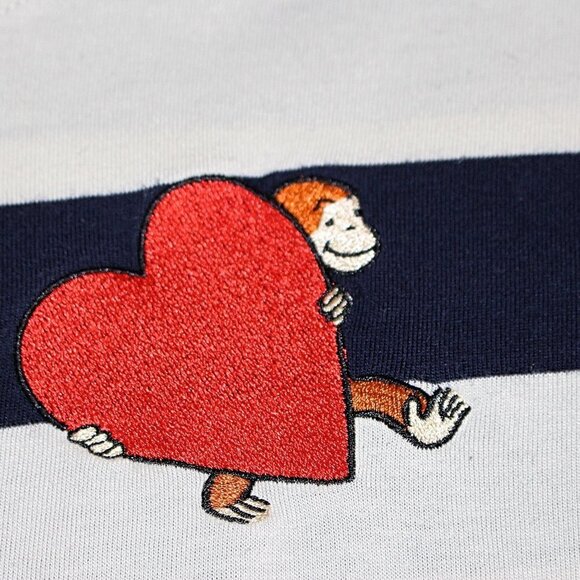 Graniph Design - Curious George Stipe T-Shirt Tunic Dress, Navy Medium - Picture 4 of 11